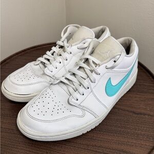 Jordan 1 Lows; White with multicolor Swoosh